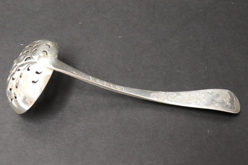 Hallmarked silver sugar spoon ,engraved,  Georgian, London 1799 - 80 View IX