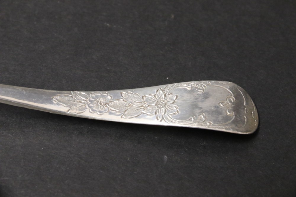 Hallmarked silver sugar spoon ,engraved,  Georgian, London 1799 - 80 View X