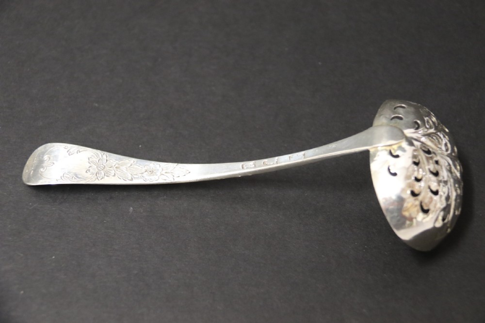 Hallmarked silver sugar spoon ,engraved,  Georgian, London 1799 - 80 View XI