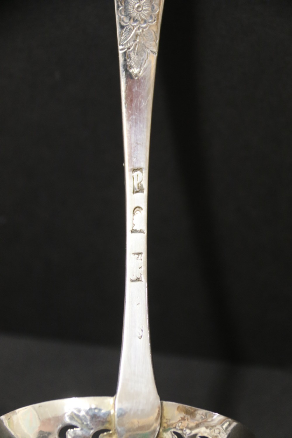 Hallmarked silver sugar spoon ,engraved,  Georgian, London 1799 - 80 View XII