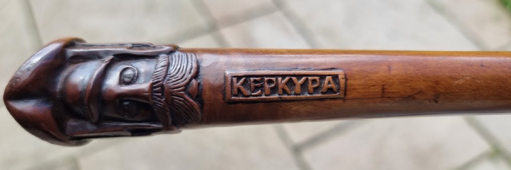 A 19th C antique Grand Tour walking stick with an equestrian racehorse carved handle. View XI