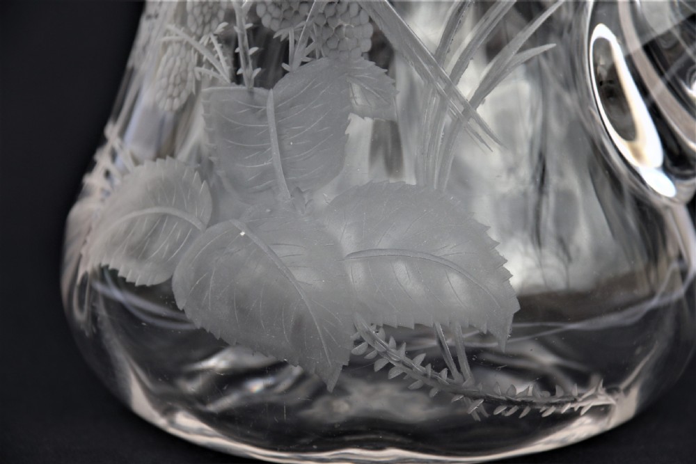  English Stourbridge hand engraved glass jug attributed to William Fritsche. View VIII