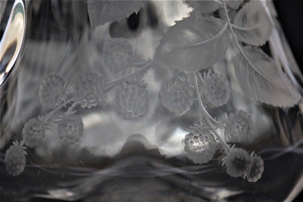  English Stourbridge hand engraved glass jug attributed to William Fritsche. View XIII