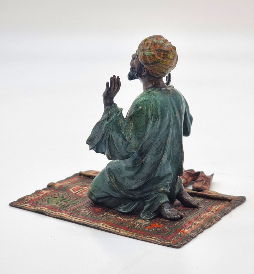 Bergman, Franz cold painted bronze sculpture of a kneeling Arab, Austrian circa 1900 View V