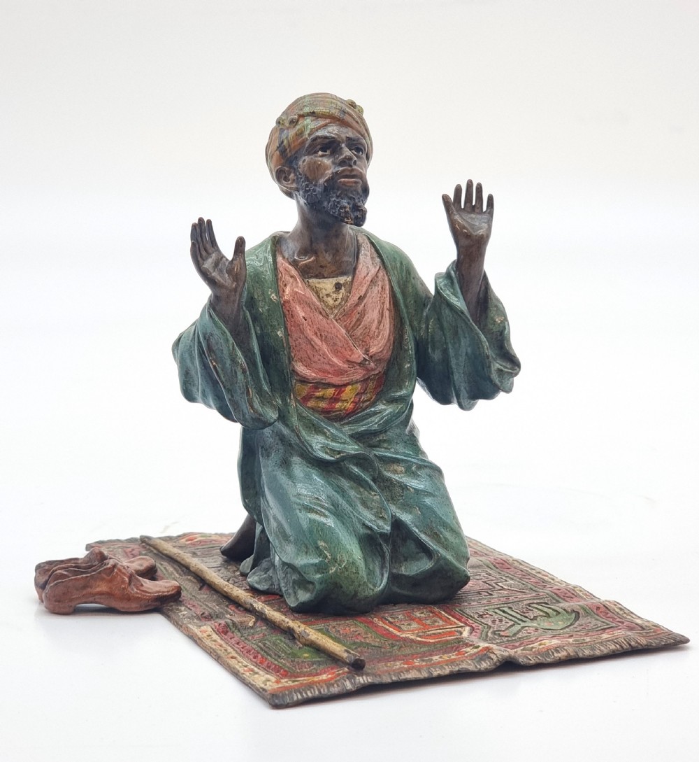 Bergman, Franz cold painted bronze sculpture of a kneeling Arab, Austrian circa 1900 View IX