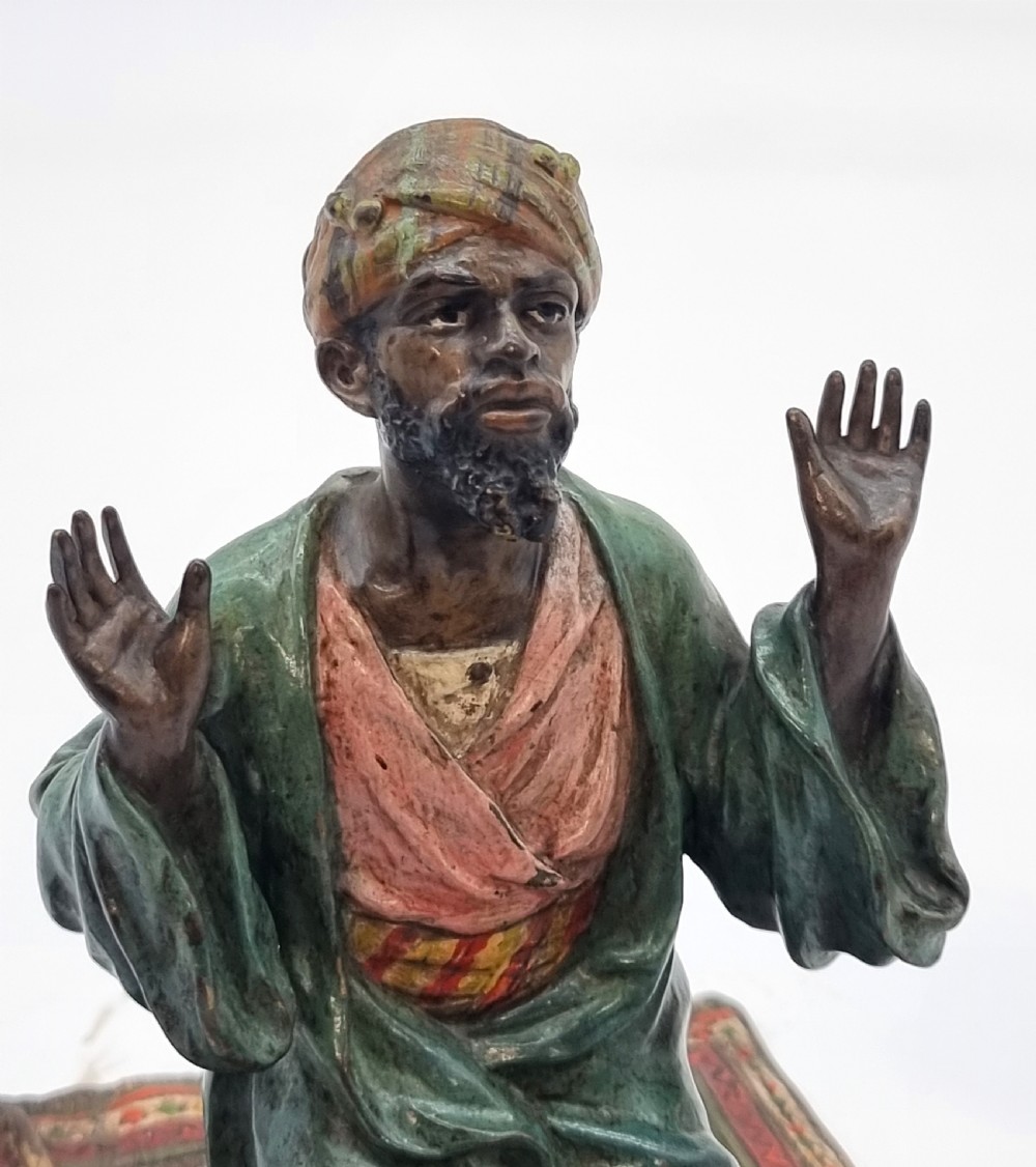 Bergman, Franz cold painted bronze sculpture of a kneeling Arab, Austrian circa 1900 View X