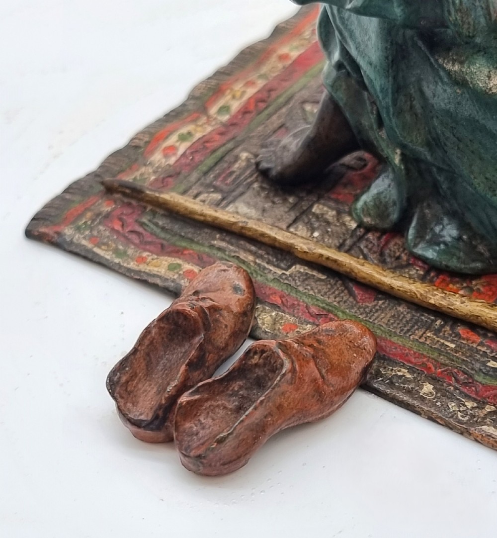 Bergman, Franz cold painted bronze sculpture of a kneeling Arab, Austrian circa 1900 View XII