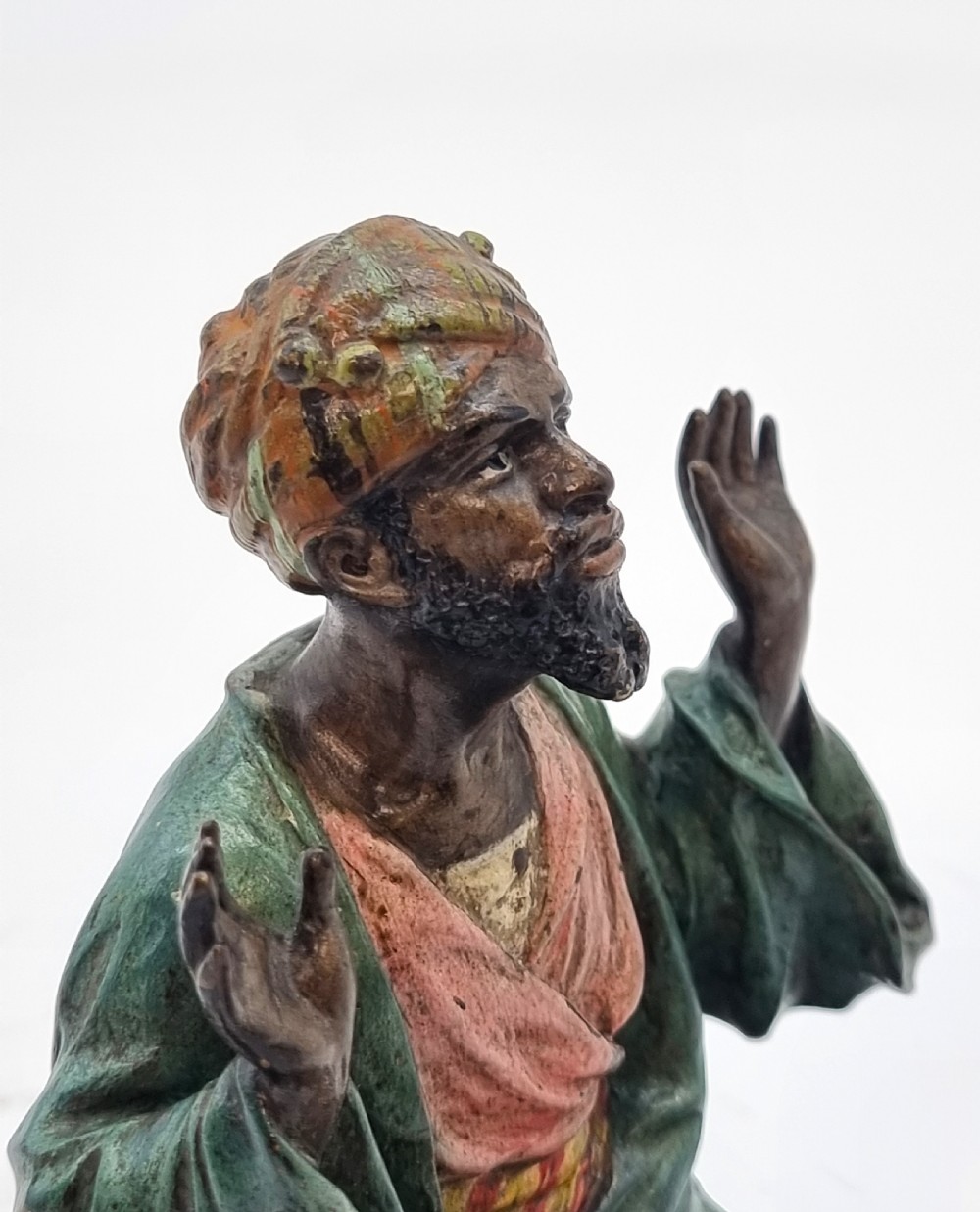 Bergman, Franz cold painted bronze sculpture of a kneeling Arab, Austrian circa 1900 View XIII