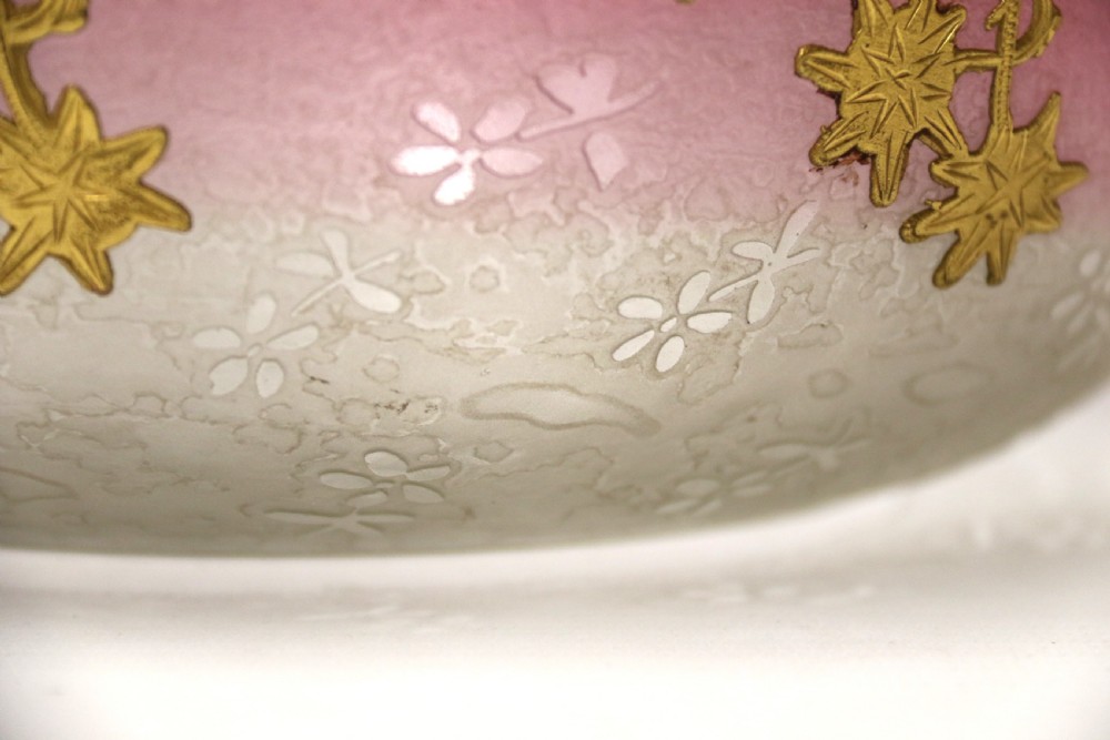 Antique French late 19th century overlaid and acid etched glass bowl, circa 1900 View III