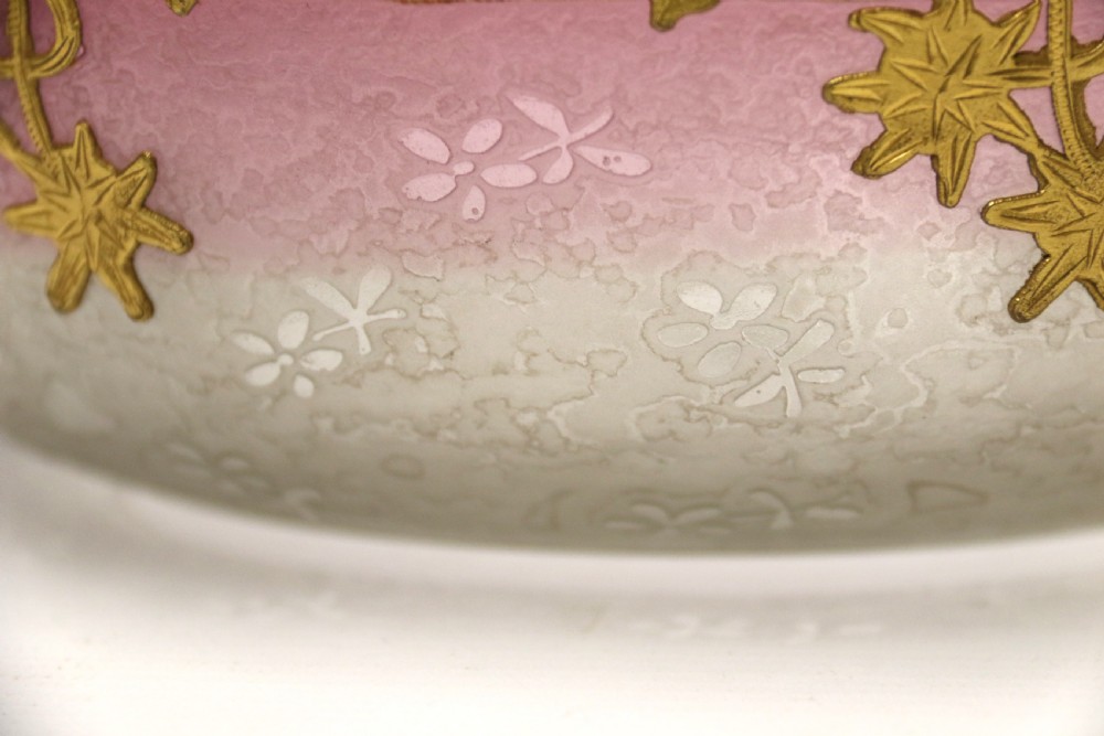 Antique French late 19th century overlaid and acid etched glass bowl, circa 1900 View VII