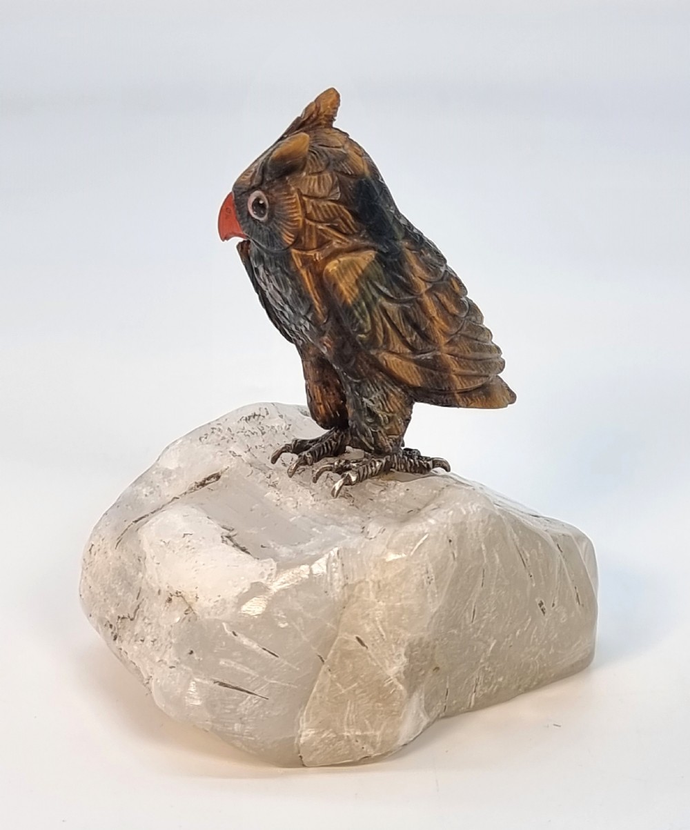 An Italian hardstone carved owl, c 1930 View V