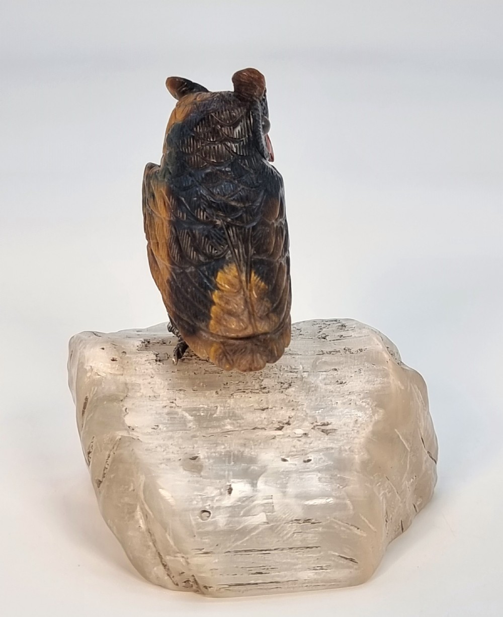 An Italian hardstone carved owl, c 1930 View VIII