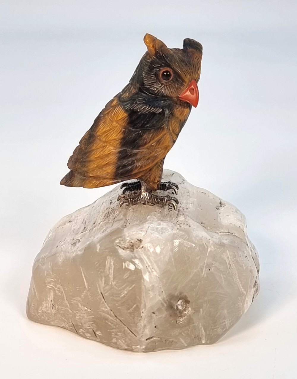 An Italian hardstone carved owl, c 1930 View X