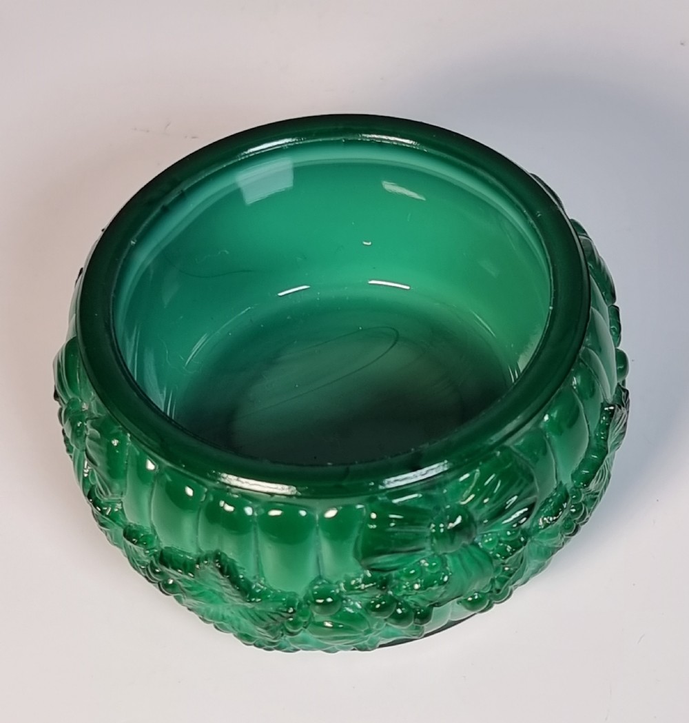 An Art Deco malachite glass jar and cover, c 1920 View VI
