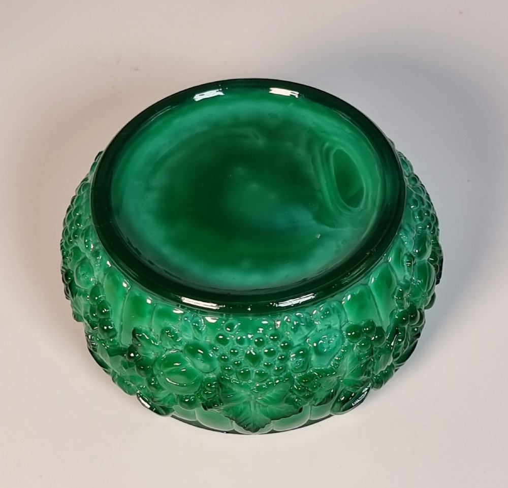 An Art Deco malachite glass jar and cover, c 1920 View VII