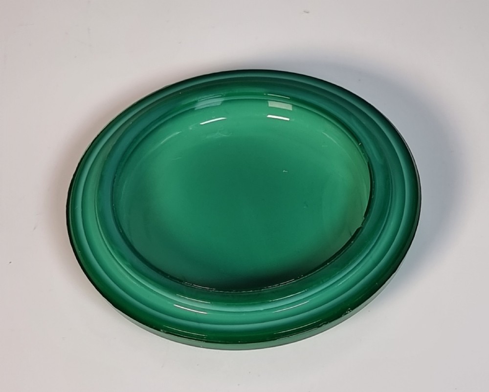 An Art Deco malachite glass jar and cover, c 1920 View IX