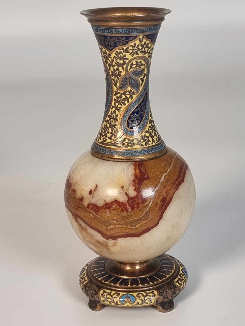 A pair of French champlevé enamel ormolu and onyx vases circa 1880 View VIII