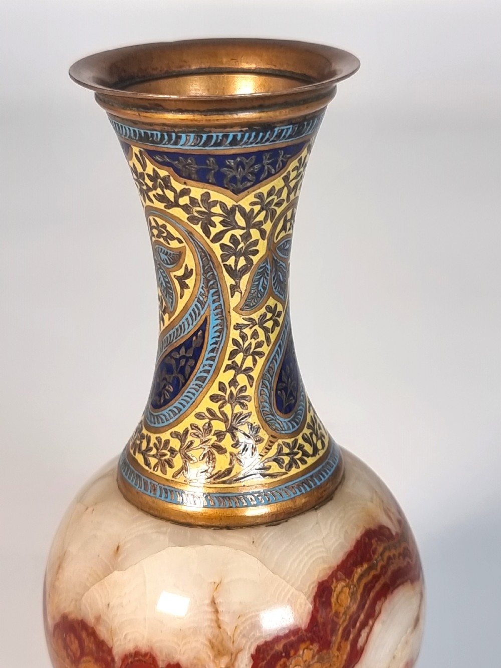 A pair of French champlevé enamel ormolu and onyx vases circa 1880 View XVI