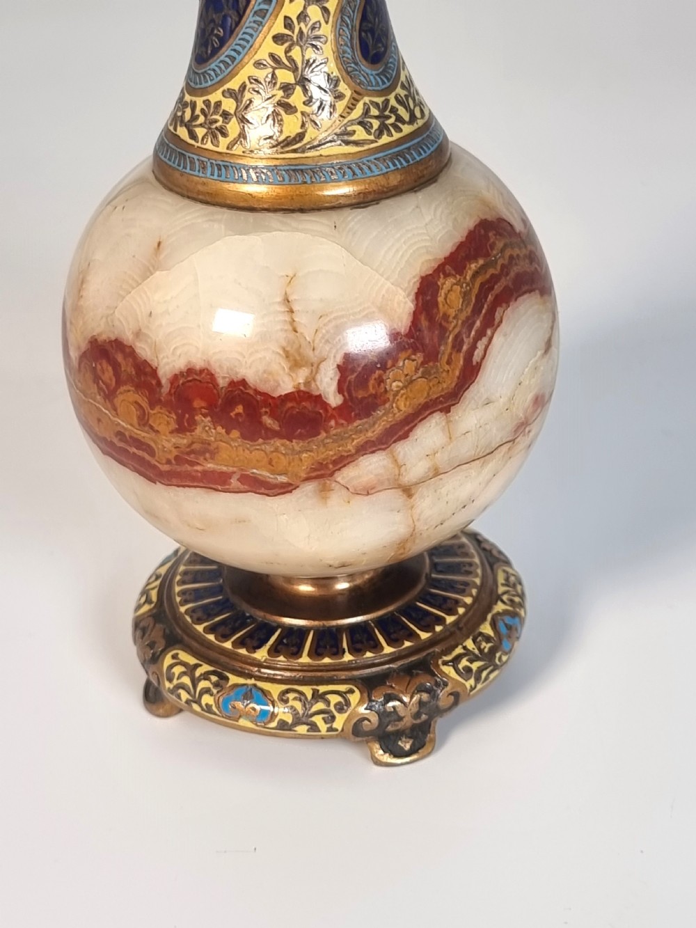 A pair of French champlevé enamel ormolu and onyx vases circa 1880 View XVII