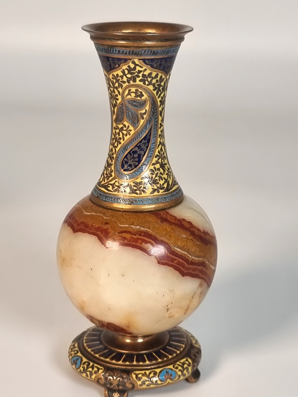 A pair of French champlevé enamel ormolu and onyx vases circa 1880 View XVIII