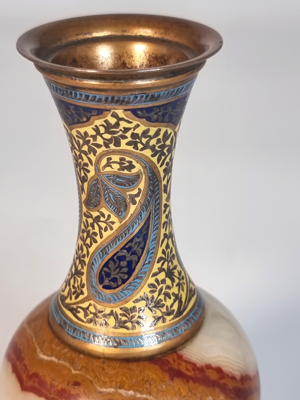 A pair of French champlevé enamel ormolu and onyx vases circa 1880 View XIX