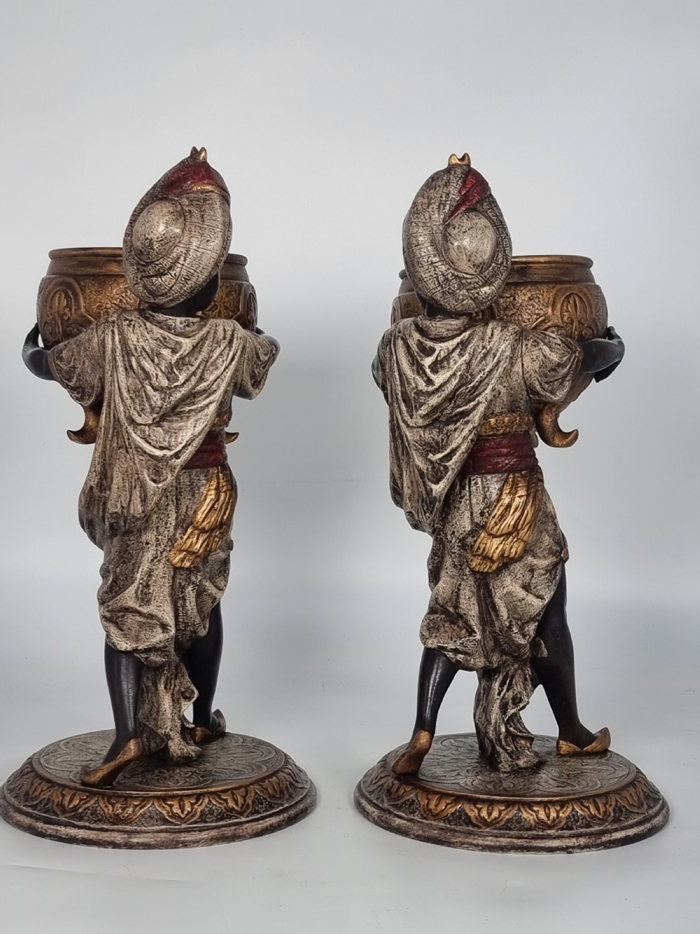 A cast and cold painted pair of Blackamoor figure jardinieres  View VI