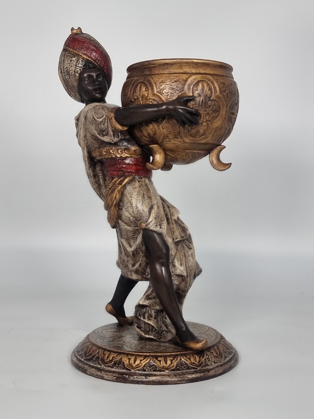 A cast and cold painted pair of Blackamoor figure jardinieres  View XII