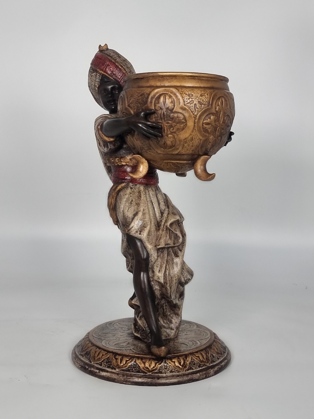 A cast and cold painted pair of Blackamoor figure jardinieres  View XIII