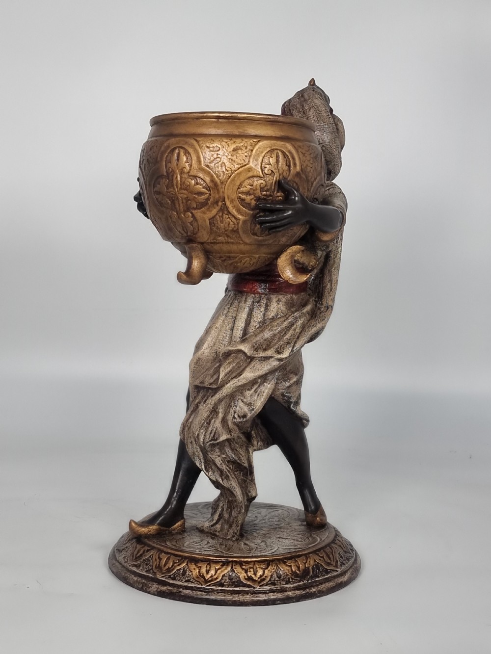 A cast and cold painted pair of Blackamoor figure jardinieres  View XIV