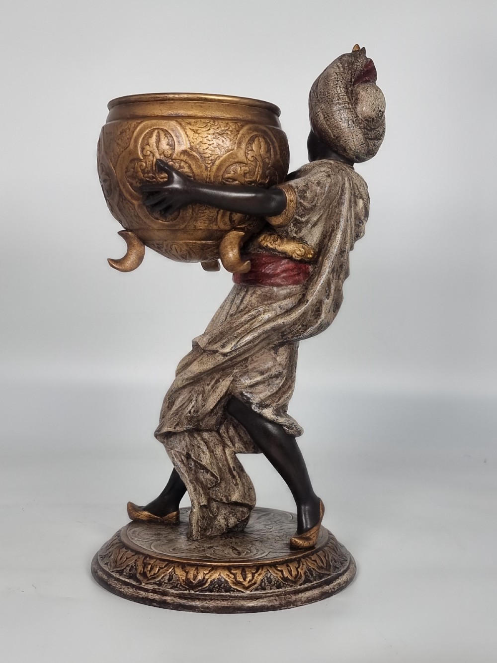 A cast and cold painted pair of Blackamoor figure jardinieres  View XV