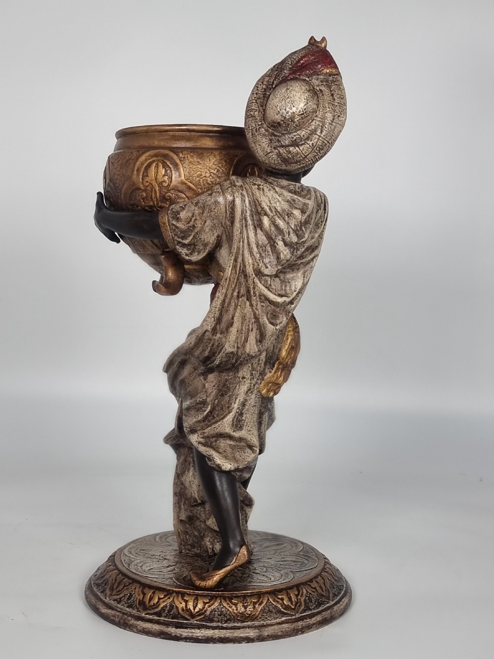 A cast and cold painted pair of Blackamoor figure jardinieres  View XVI