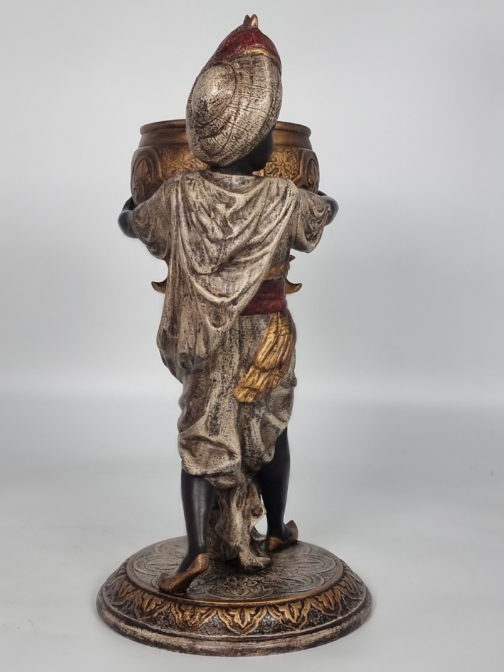 A cast and cold painted pair of Blackamoor figure jardinieres  View XVII