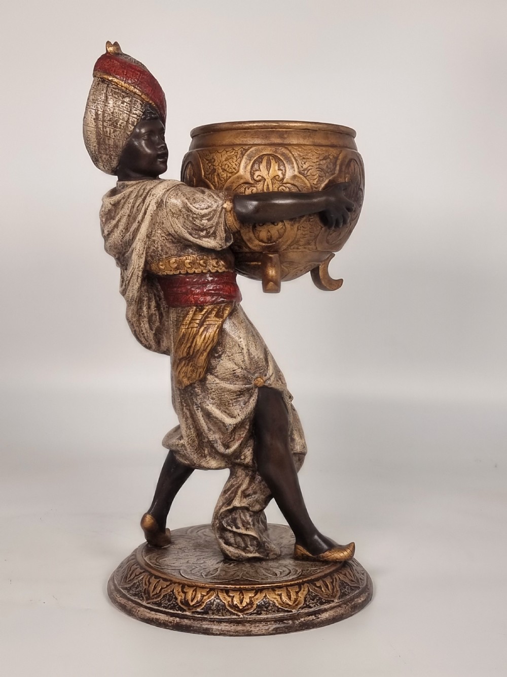 A cast and cold painted pair of Blackamoor figure jardinieres  View XX