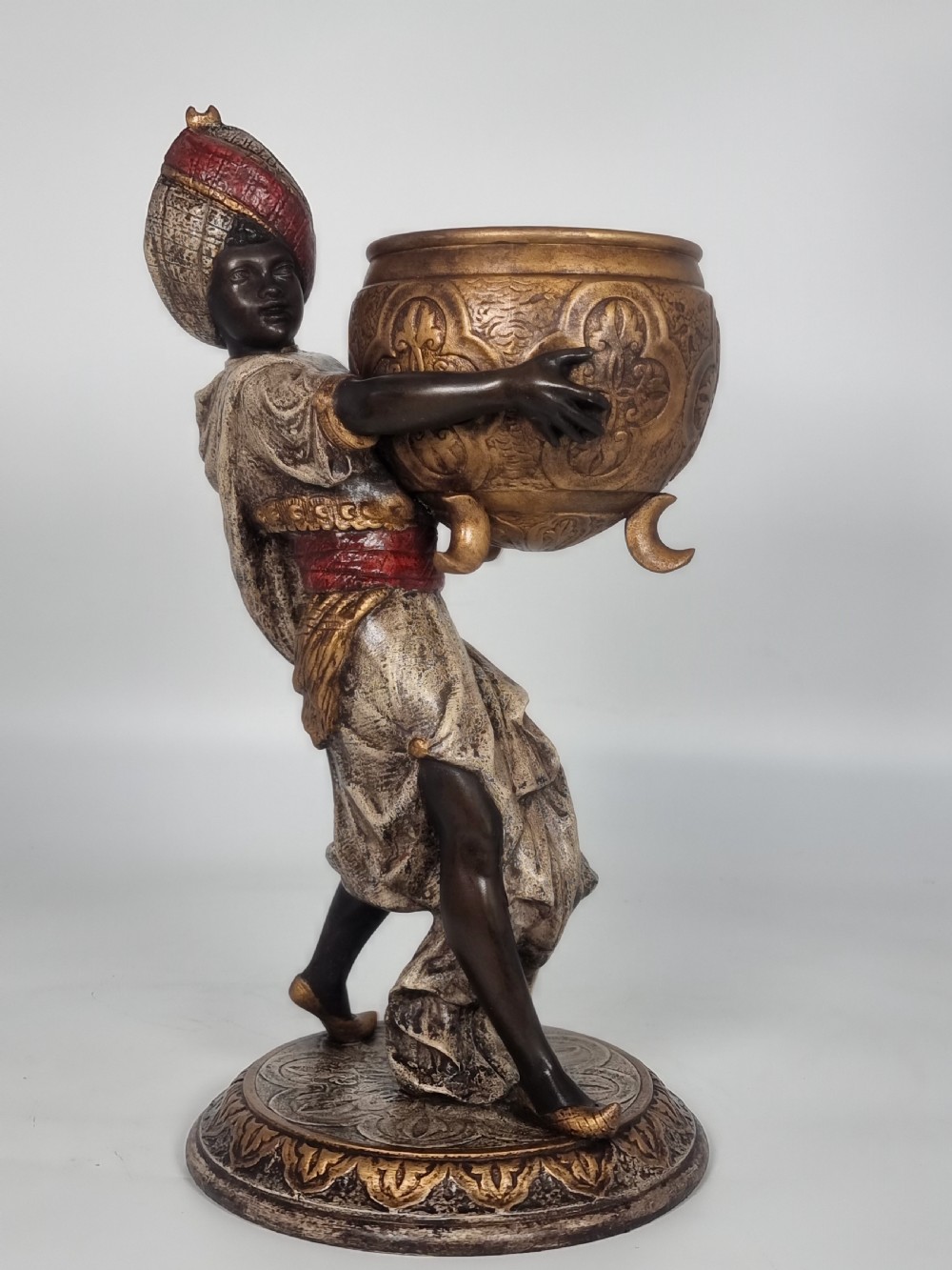 A cast and cold painted pair of Blackamoor figure jardinieres  View XXI