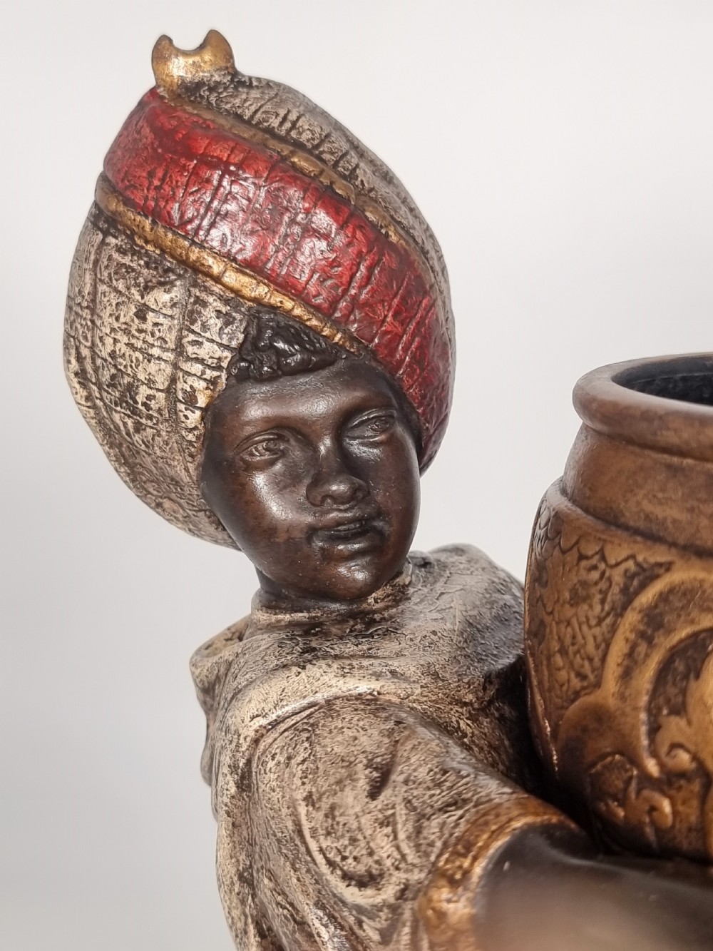 A cast and cold painted pair of Blackamoor figure jardinieres  View XXII