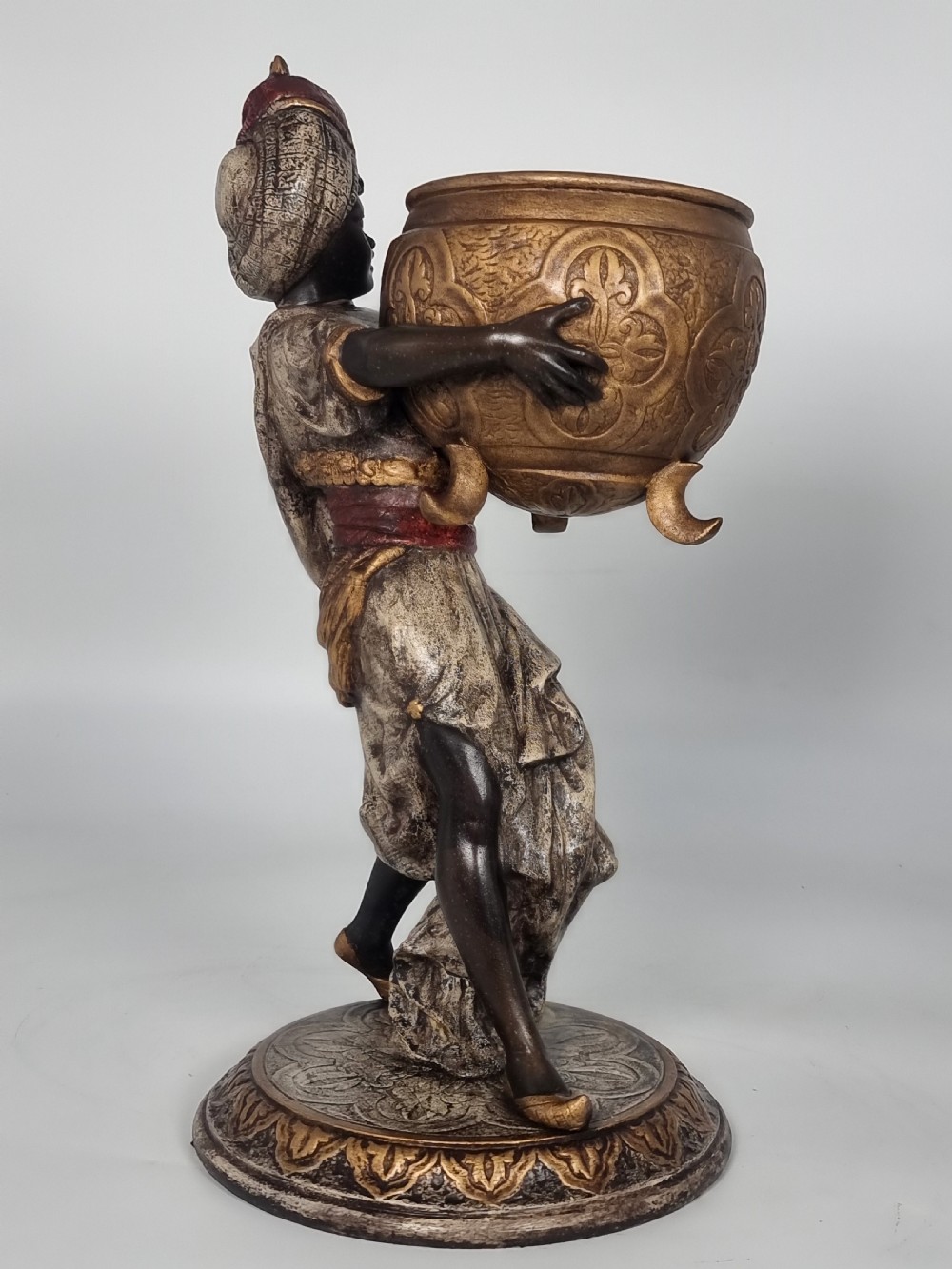 A cast and cold painted pair of Blackamoor figure jardinieres  View XXVII