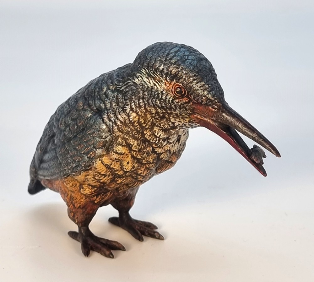 An Austrian bronze cold painted kingfisher of good size C 1910 View III