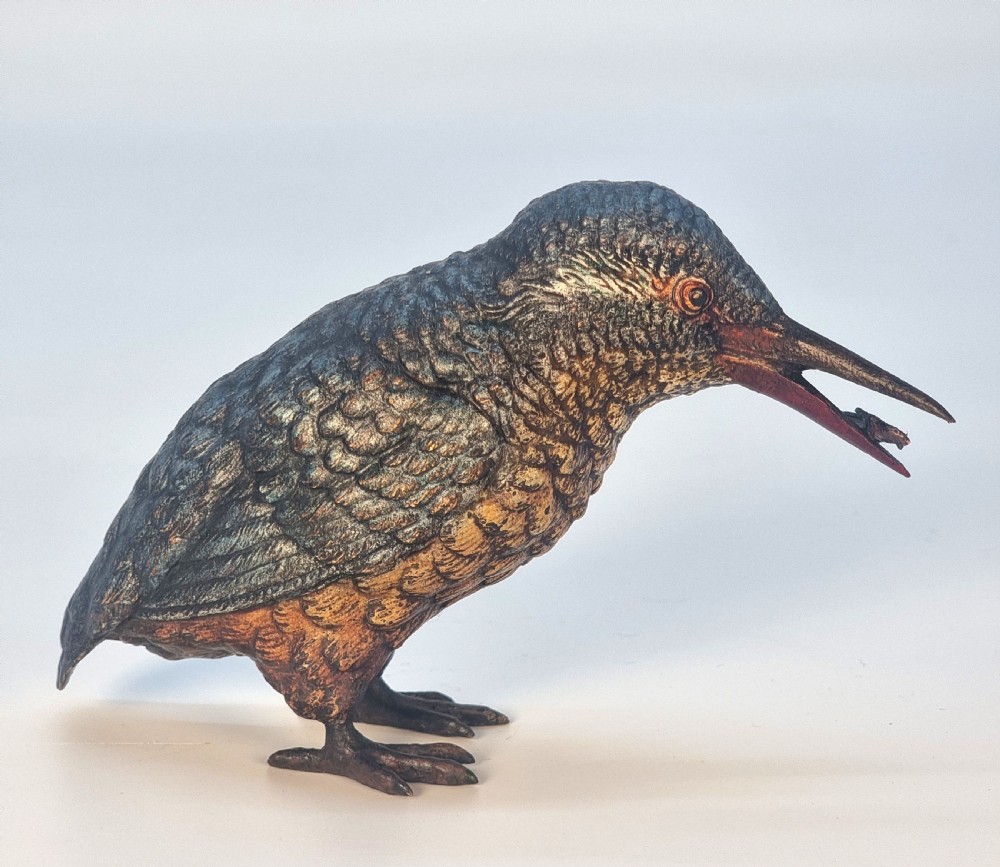 An Austrian bronze cold painted kingfisher of good size C 1910 View IV