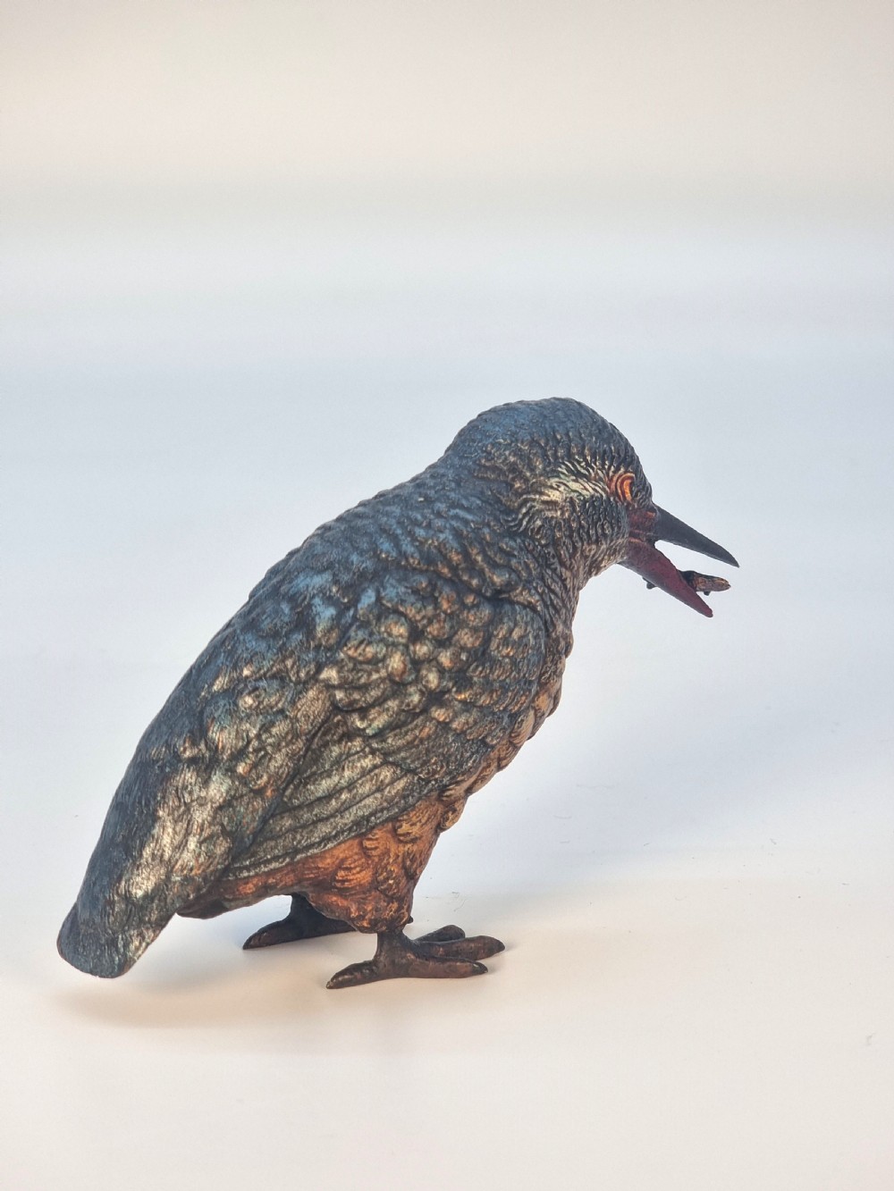 An Austrian bronze cold painted kingfisher of good size C 1910 View V
