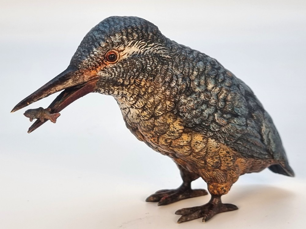 An Austrian bronze cold painted kingfisher of good size C 1910 View VIII