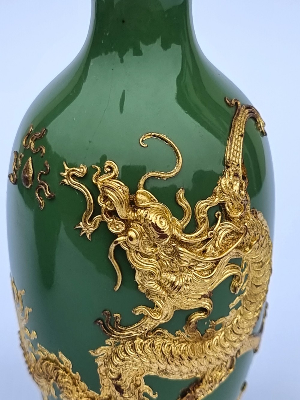 A miniature pair of Chinese porcelain and lacquer decorated vases View XIV