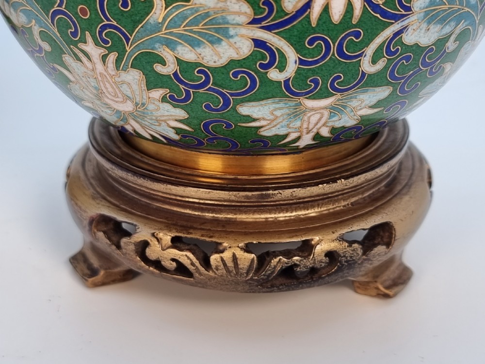 A pair of Chinese cloisonné enamel vases and stands C 1930 View XVI