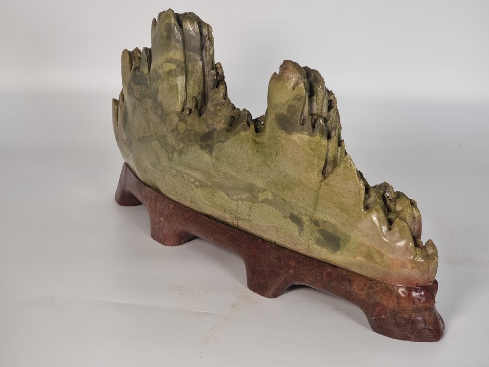 A fine Chinese carved soapstone continuous landscape of unusually large proportions View VII