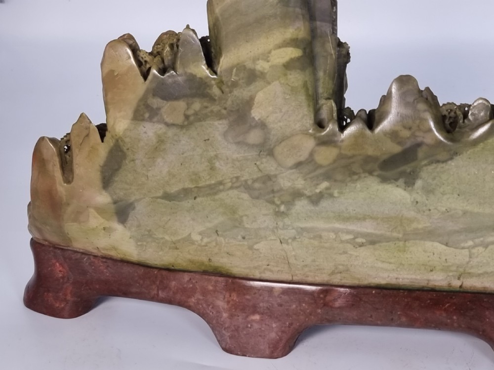A fine Chinese carved soapstone continuous landscape of unusually large proportions View XXII