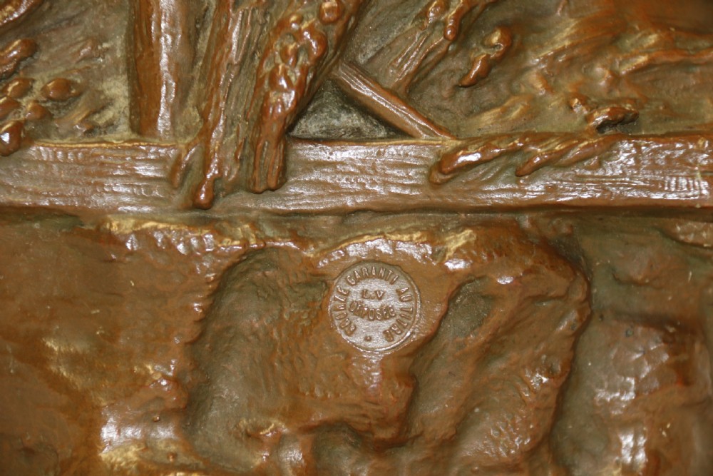A 19th century  French bronze sculpture of a young female gathering hey at harvest View XIV