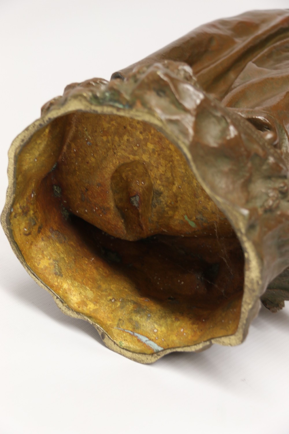 A 19th century  French bronze sculpture of a young female gathering hey at harvest View XVII