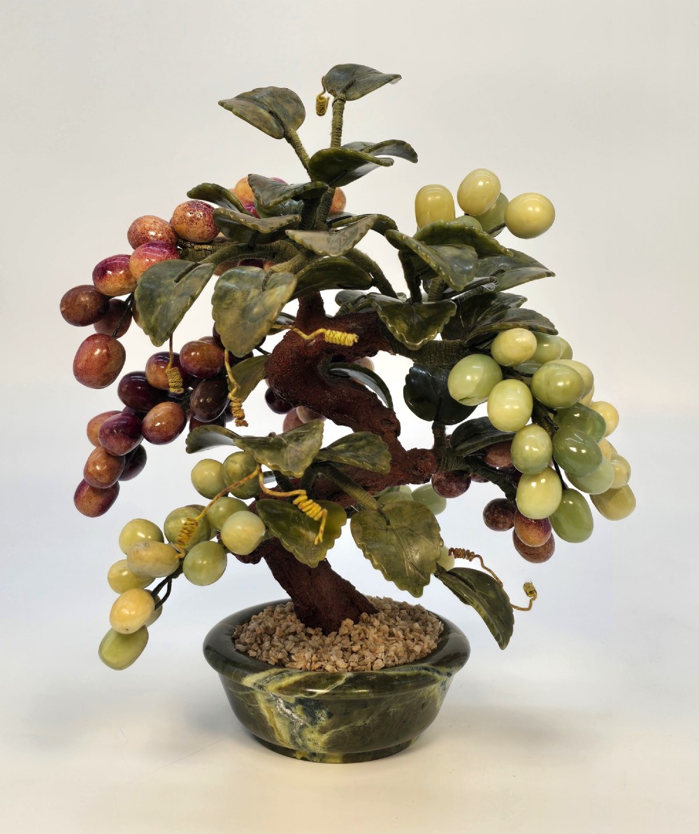 A fine Chinese hardstone carved grapevine bonsai tree View VII