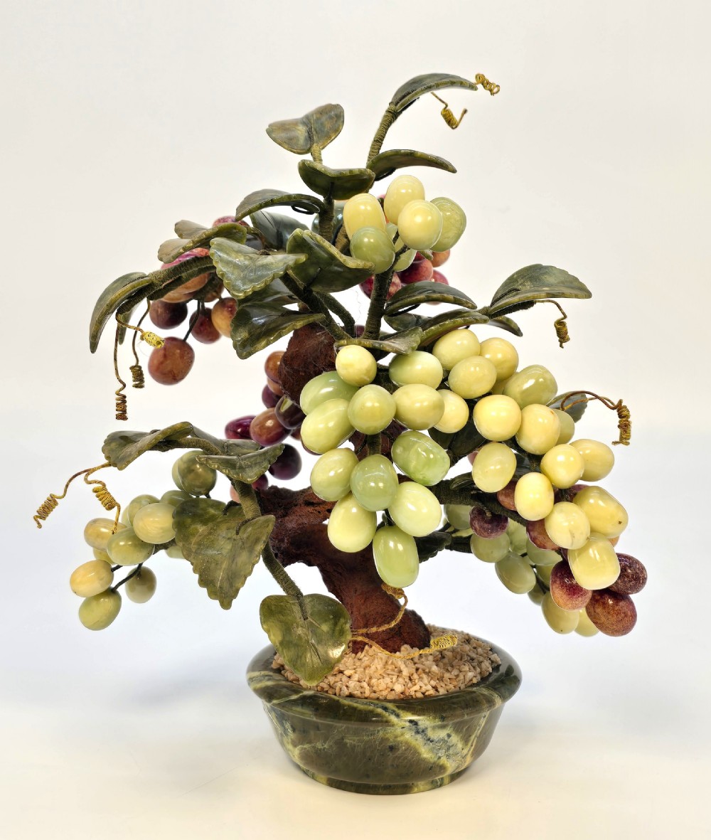 A fine Chinese hardstone carved grapevine bonsai tree View VIII