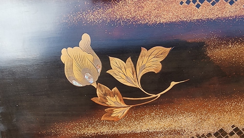 Japanese nest of 3 tables made from lacquer and hardwood View VI