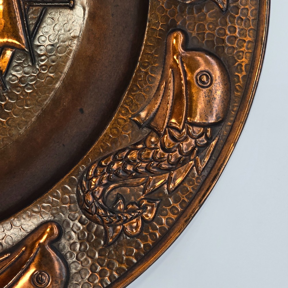 A Cornish copper Arts and Crafts charger by J. F Poole of Hayle, Cornwall, England View IV